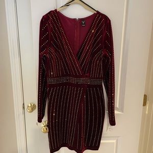Gorgeous velvet burgundy and gold studded dress